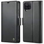 Samsung Galaxy A12 raamatkaaned kunstnahast RFID kaartide kaitsega Must