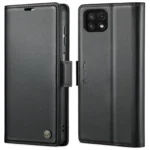 Samsung Galaxy A22 5G raamatkaaned kunstnahast RFID kaartide kaitsega Must