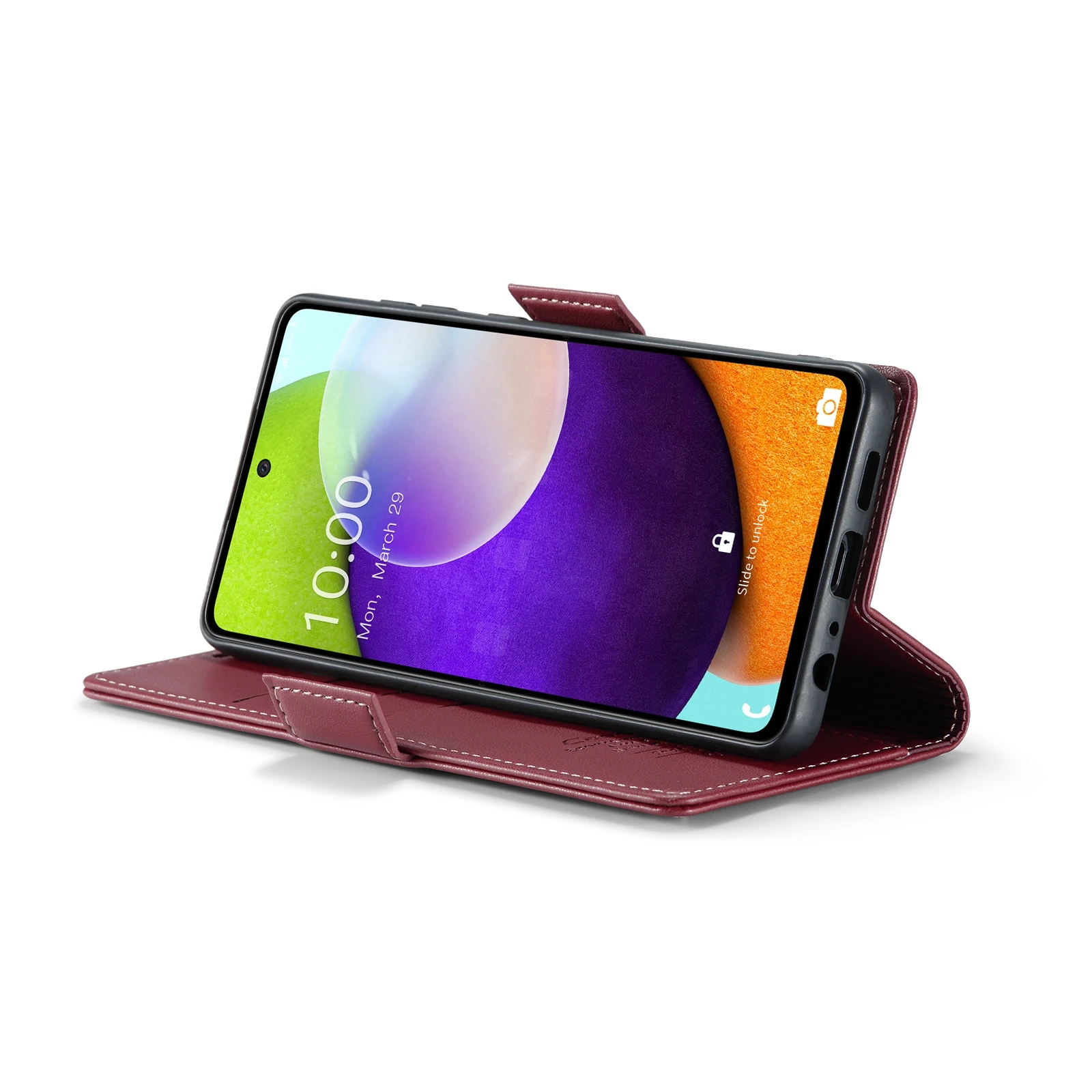 Samsung-Galaxy-A52A52s-raamatkaaned-kunstnahast-RFID-kaartide-kaitsega-Veinipunane-4 Samsung Galaxy A52A52s raamatkaaned kunstnahast RFID kaartide kaitsega Veinipunane 4