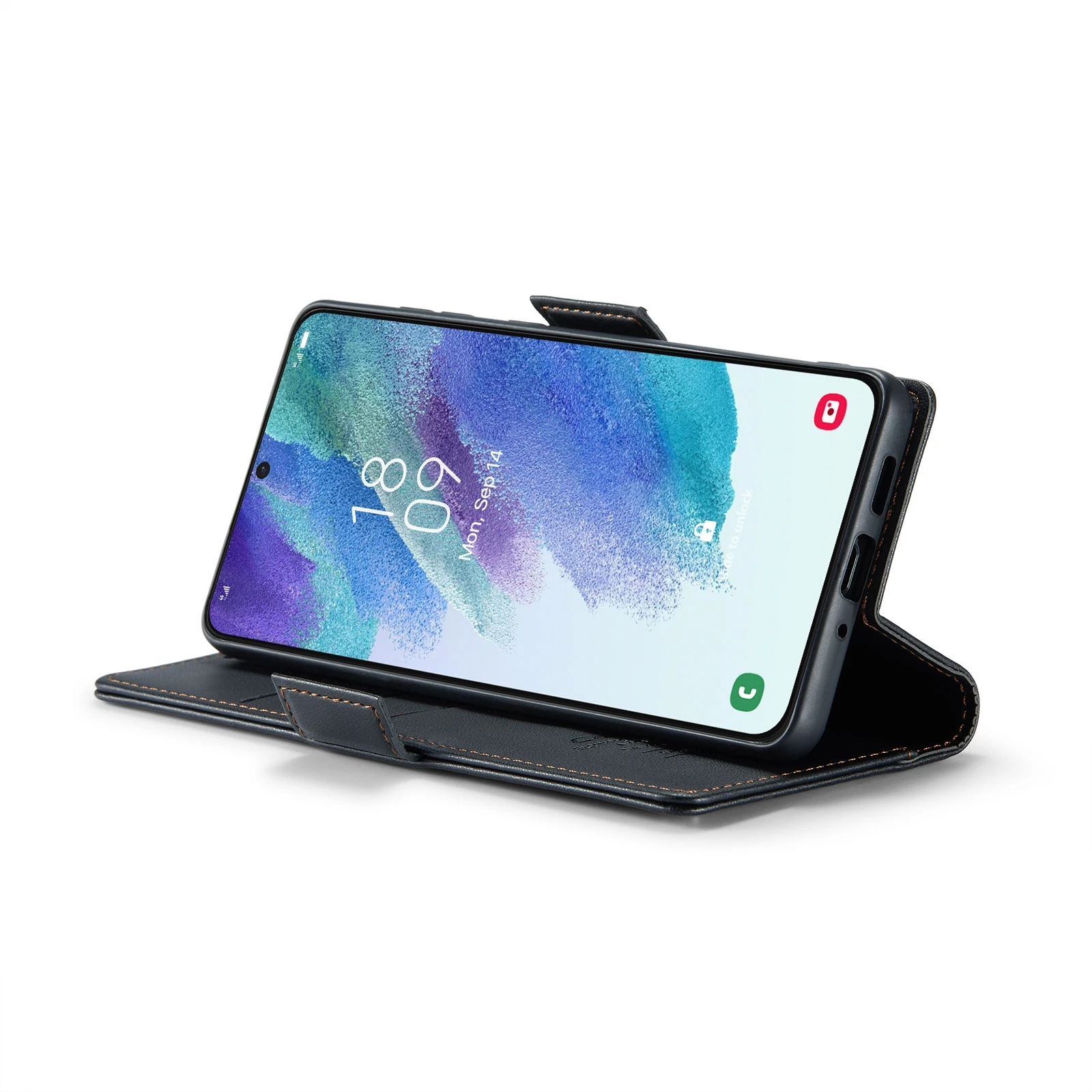 Samsung-Galaxy-S21-FE-raamatkaaned-kunstnahast-RFID-kaartide-kaitsega-Must-4 Samsung Galaxy S21 FE raamatkaaned kunstnahast RFID kaartide kaitsega Must 4