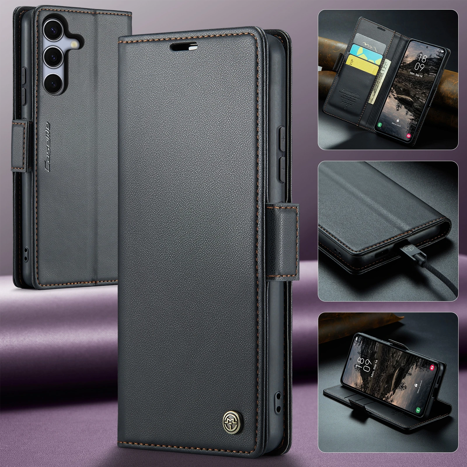 Samsung-Galaxy-S25-PLUS-raamatkaaned-kunstnahast-RFID-kaartide-kaitsega-Must-7 Samsung Galaxy S25 PLUS raamatkaaned kunstnahast RFID kaartide kaitsega Must 7