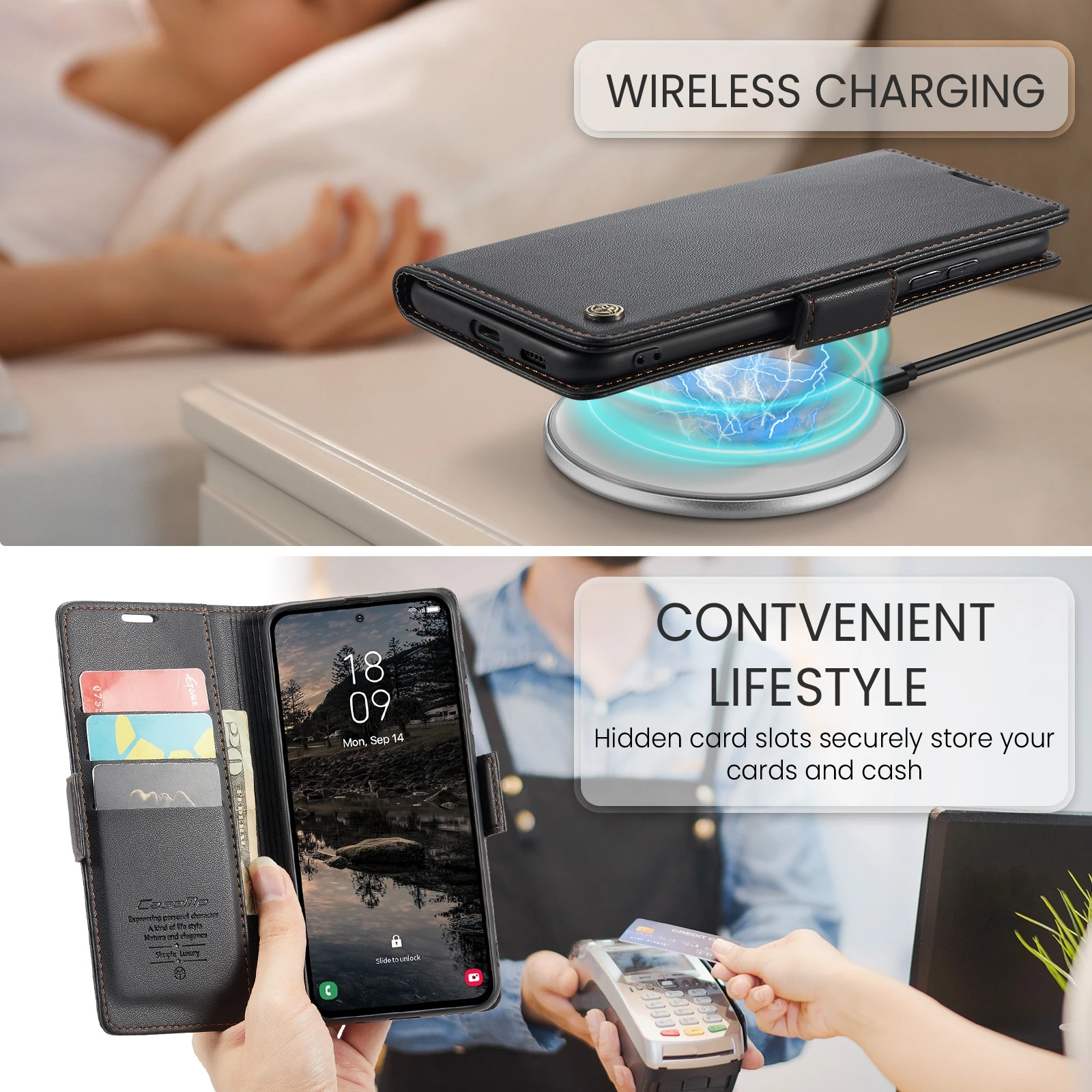 Samsung-Galaxy-S25-raamatkaaned-kunstnahast-RFID-kaartide-kaitsega-Must-5 Samsung Galaxy S25 raamatkaaned kunstnahast RFID kaartide kaitsega Must 5