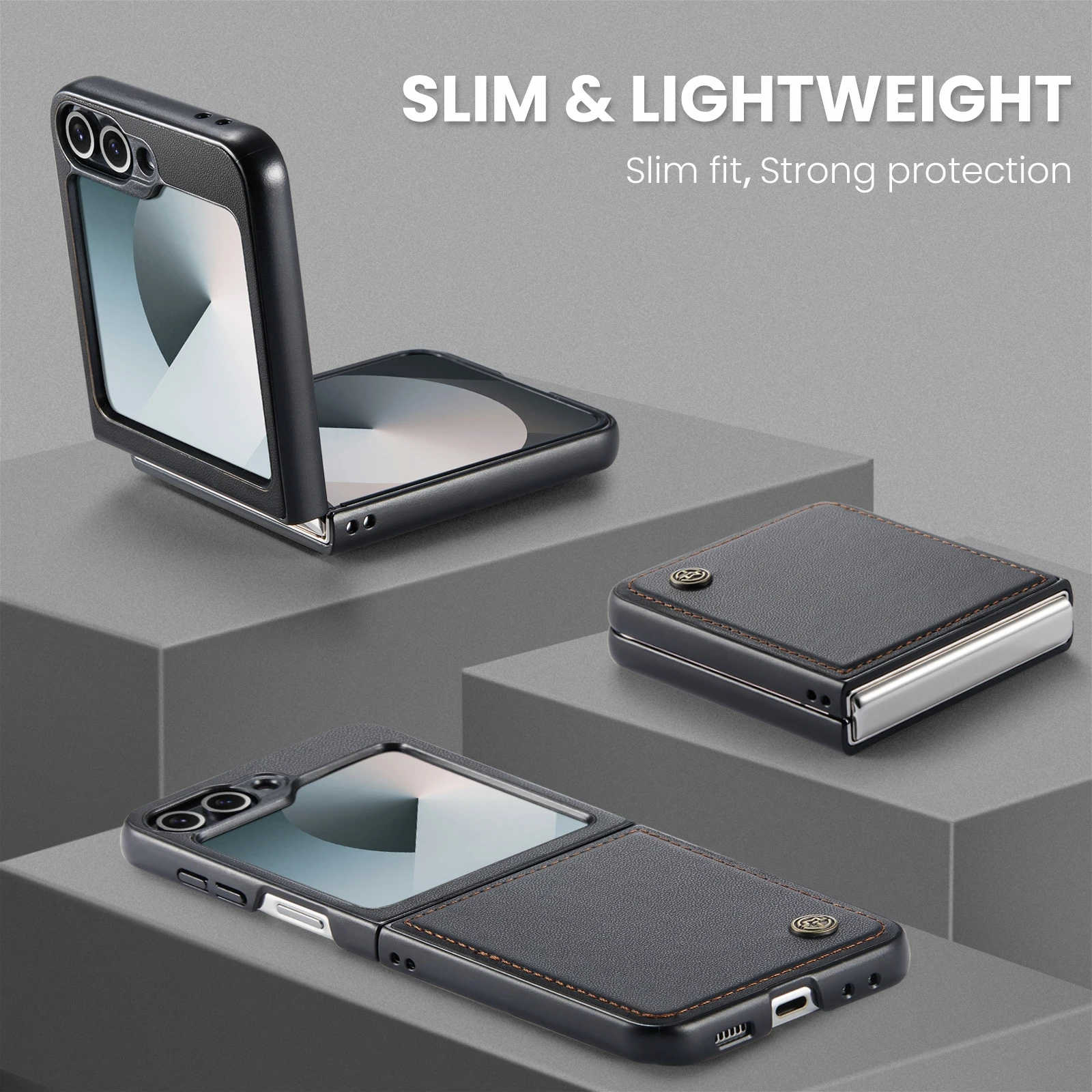 Samsung-Galaxy-Z-Flip6-Flip7-FE-raamatkaaned-kunstnahast-RFID-kaartide-kaitsega-Must-1 Samsung Galaxy Z Flip6 Flip7 FE raamatkaaned kunstnahast RFID kaartide kaitsega Must 1