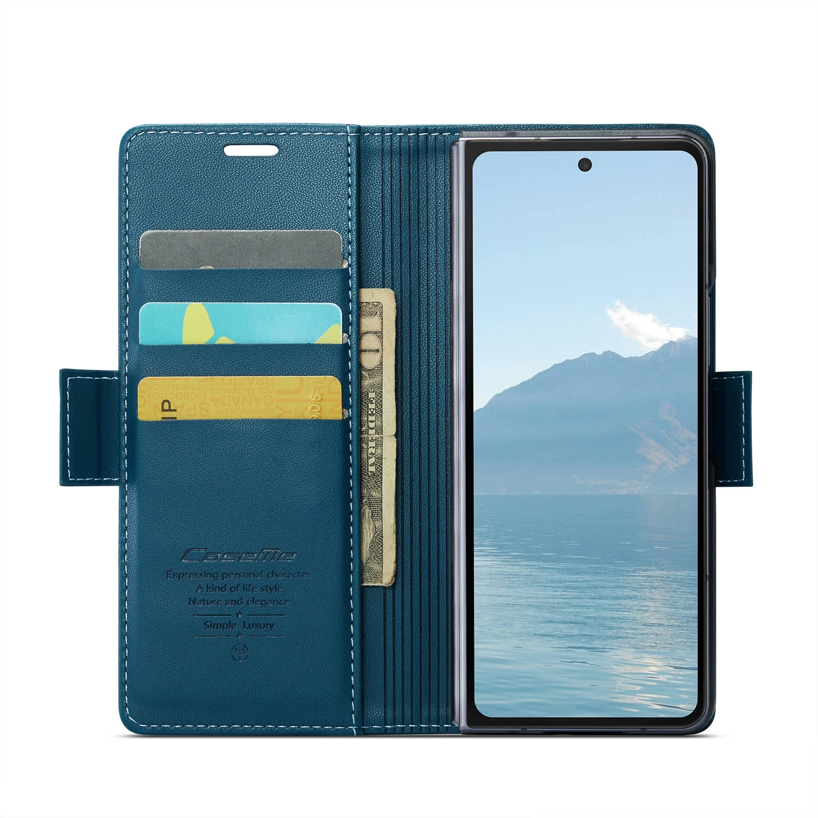Samsung-Galaxy-Z-Fold6-raamatkaaned-kunstnahast-RFID-kaartide-kaitsega-sinine-3 Samsung Galaxy Z Fold6 raamatkaaned kunstnahast RFID kaartide kaitsega sinine 3