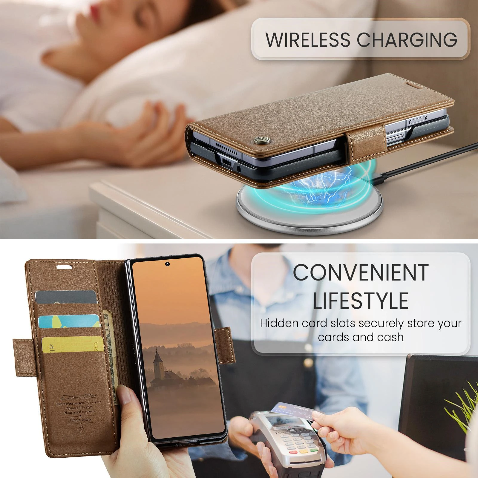 Samsung-Galaxy-Z-Fold7-raamatkaaned-kunstnahast-RFID-kaartide-kaitsega-Pruun-3 Samsung Galaxy Z Fold7 raamatkaaned kunstnahast RFID kaartide kaitsega Pruun 3