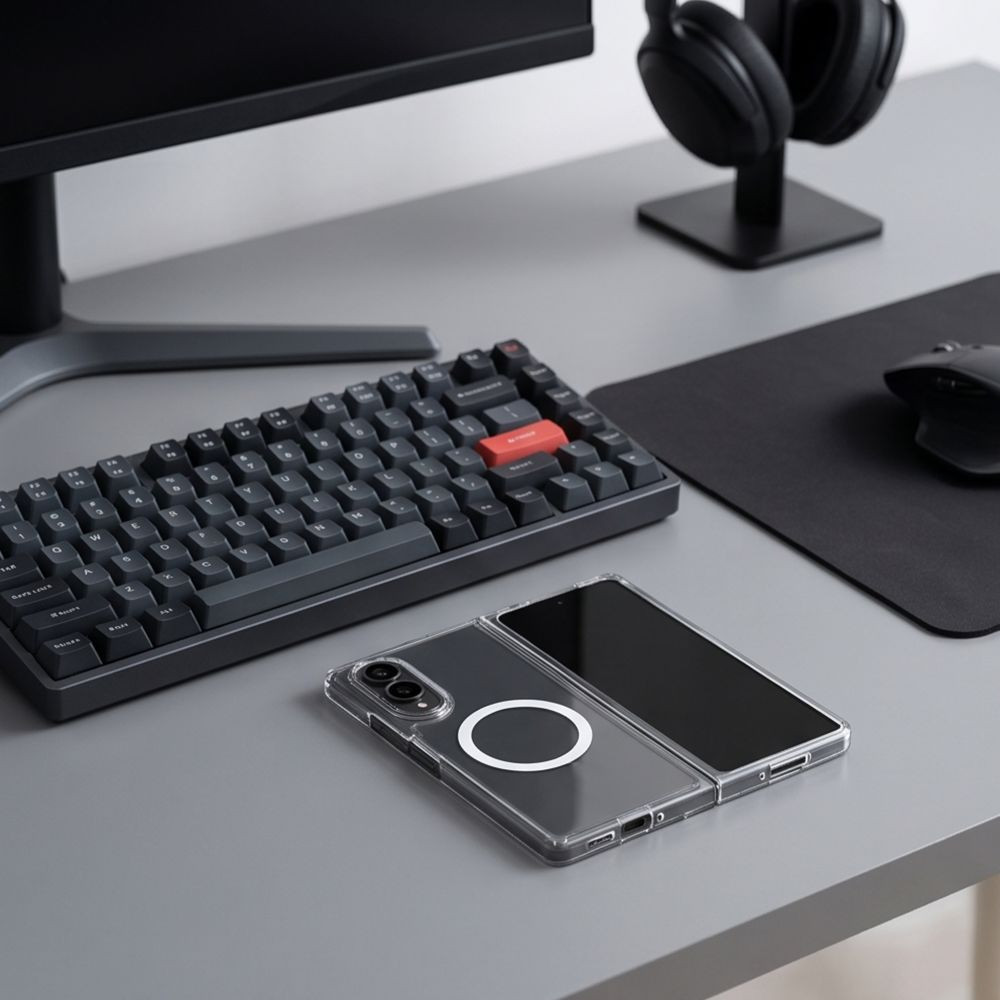 Samsung Fold 8 ümbris FlexAir Hybrid plastikust taguse ja silikoonist servadega MagSafe läbipaistev (3) Samsung Fold 8 umbris FlexAir Hybrid plastikust taguse ja silikoonist servadega MagSafe labipaistev 3