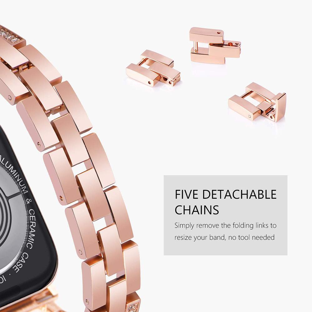 Apple-Watch-rihm-Triple-Crystal-metallist-suurema-kella-kinnitusega-Roosa-kuld-4 Apple Watch rihm Triple Crystal metallist suurema kella kinnitusega Roosa kuld 4