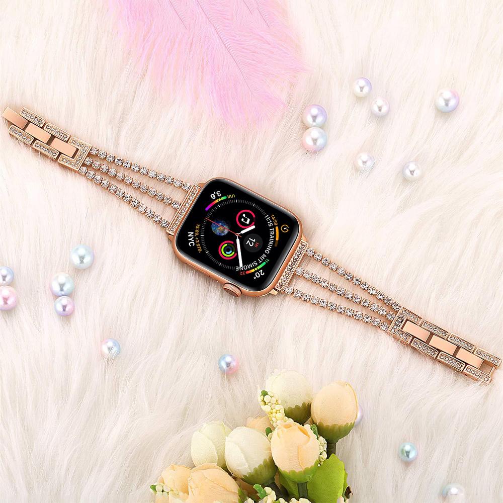 Apple-Watch-rihm-Triple-Crystal-metallist-suurema-kella-kinnitusega-Roosa-kuld-5 Apple Watch rihm Triple Crystal metallist suurema kella kinnitusega Roosa kuld 5