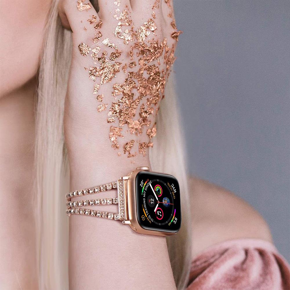 Apple-Watch-rihm-Triple-Crystal-metallist-suurema-kella-kinnitusega-Roosa-kuld-6 Apple Watch rihm Triple Crystal metallist suurema kella kinnitusega Roosa kuld 6
