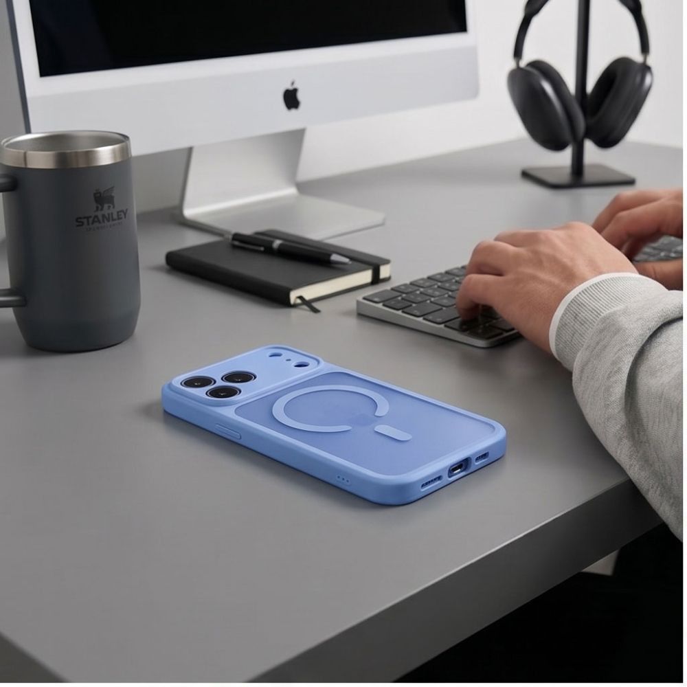 iPhone-18-PRO-17-PRO-umbris-BasicMag-MagSafe-silikoonist-servadega-ja-plastikust-tagusega-matt-helesinine-4 iPhone 18 PRO 17 PRO umbris BasicMag MagSafe silikoonist servadega ja plastikust tagusega matt helesinine 4
