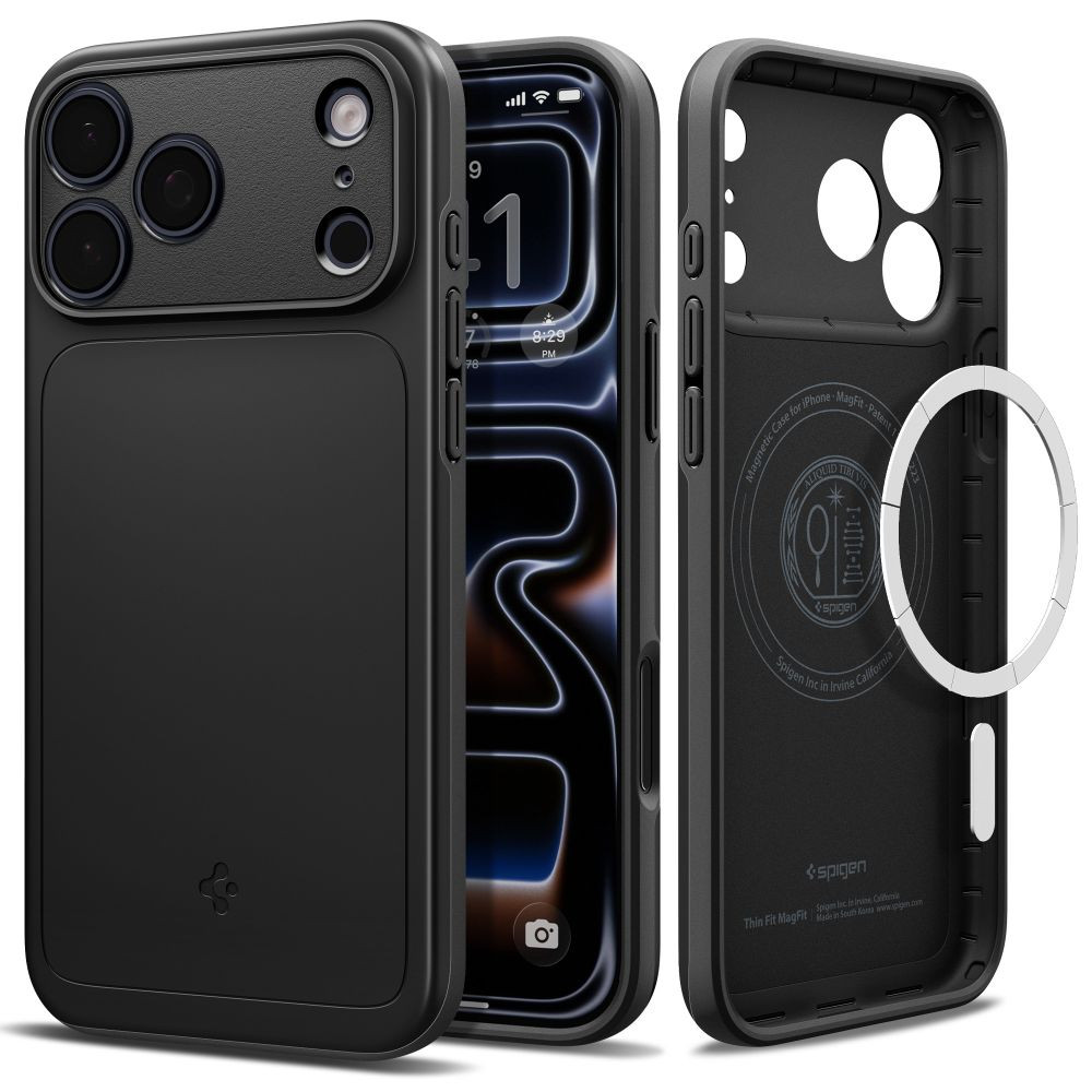 iPhone-18-PRO-17-PRO-umbris-Spigen-Thin-Fit-MagSafe-silikoonist-servadega-ja-plastikust-tagusega-must iPhone 18 PRO 17 PRO umbris Spigen Thin Fit MagSafe silikoonist servadega ja plastikust tagusega must