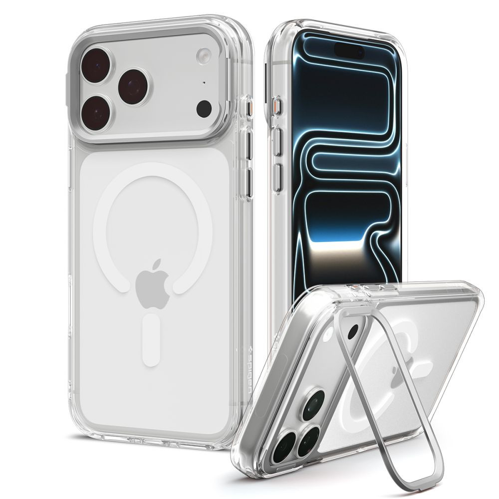 iPhone-18-PRO-MAX-17-PRO-MAX-umbris-Spigen-Ultra-Hybrid-Optik-S-MagSafe-silikoonist-servadega-ja-plastikust-tagusega-labipaistev-hobedane iPhone 18 PRO MAX 17 PRO MAX umbris Spigen Ultra Hybrid Optik S MagSafe silikoonist servadega ja plastikust tagusega labipaistev hobedane